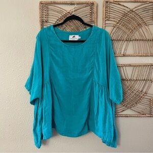 Fabulous! 100% Linen Top Blouse Coastal Lagenlook Minimalist Women's Sz L/XL B18